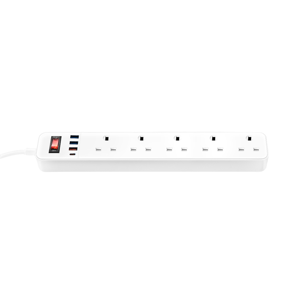 Hot sale Type Power Socket White 5 Outlet With 3 USB Extension Socket