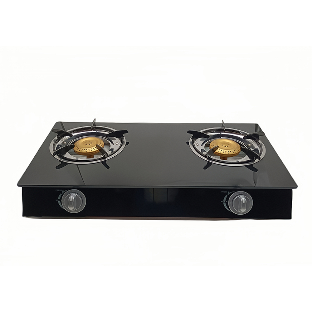 Gas Stove Tempered Glass Black Power 2 Burner Cooker Cooktop