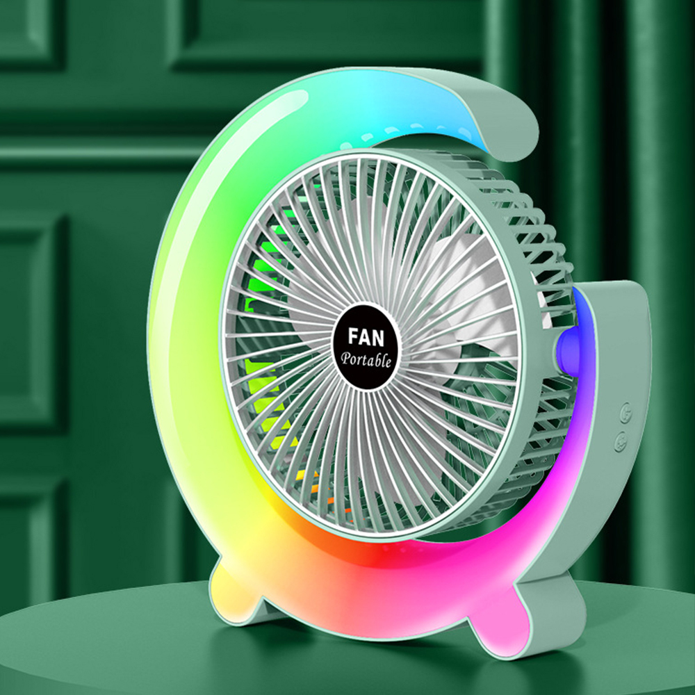 USB Charging Mini Electric Desktop Fan Portable desk fan 3 speeds  with colorful light