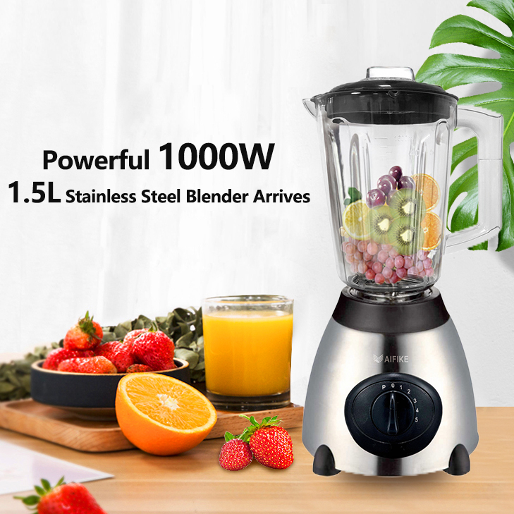 1.5L 2 in 1 High Speed Kitchen Appliance Commercial 1.5L Juicer Blender Electric Silver Multifunctional Stainless Steel