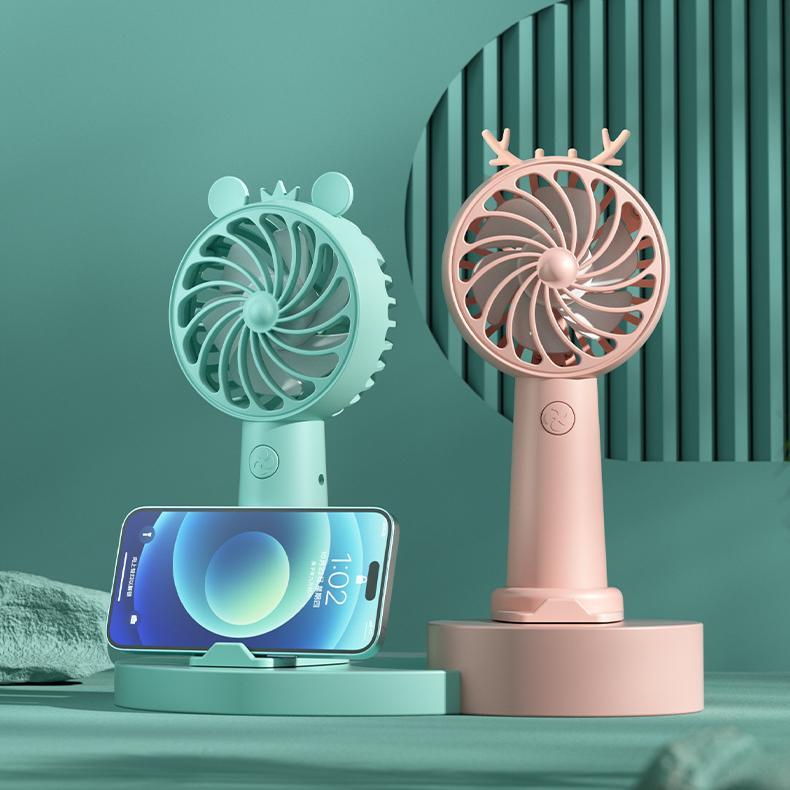 Handheld Fan, USB Rechargeable, Cartoon Mini Portable Electric Fan