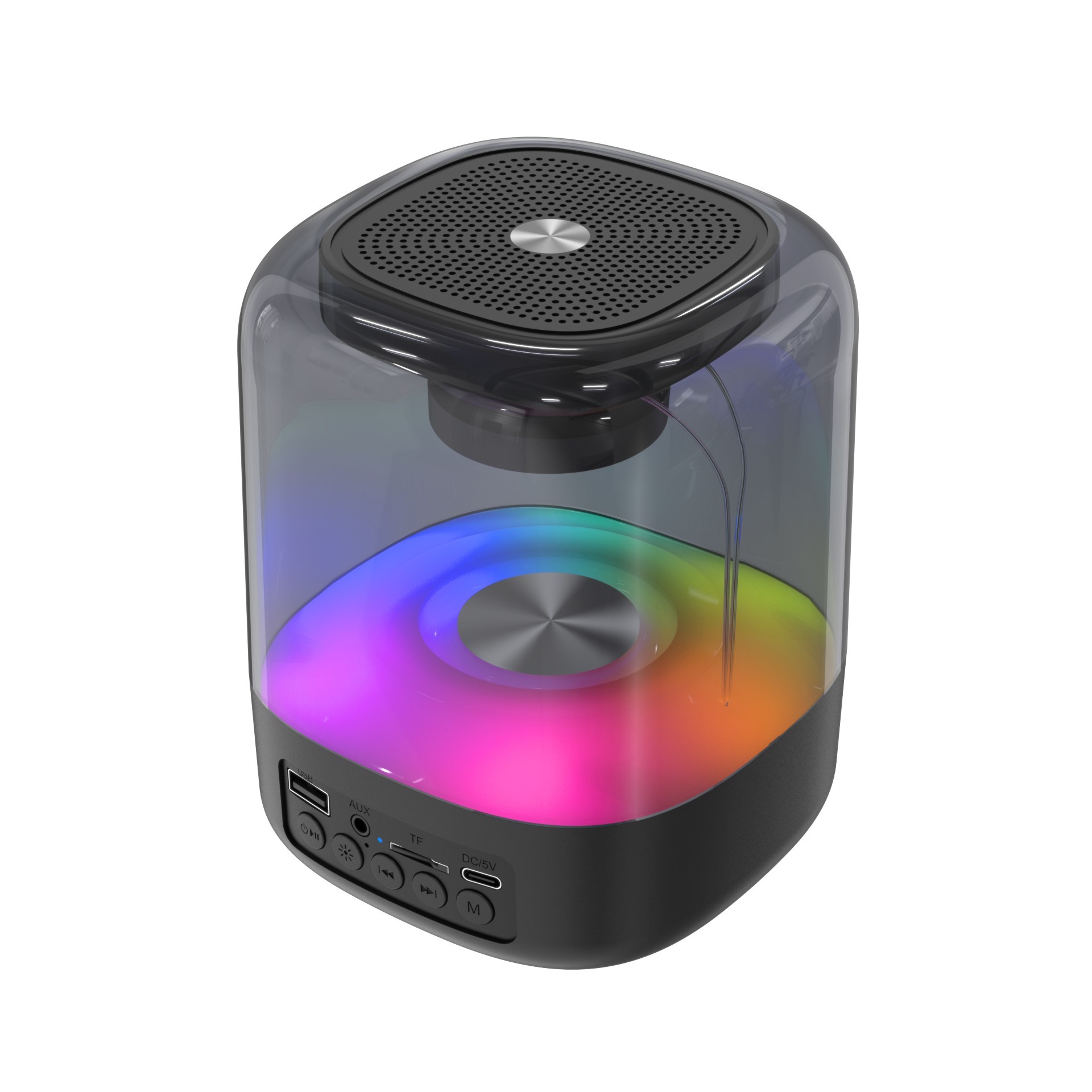 Bluetooth Multi-functional Glass Light Speaker – Touch Control, Color-Changing LED