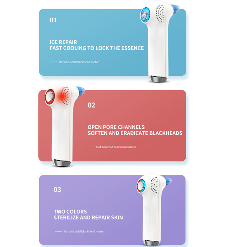 2021 New Home Use Rechargeable Hot And Cold Removal Acne Grease Facial Pore Cleaner Blackhead Skin Care Beauty Device