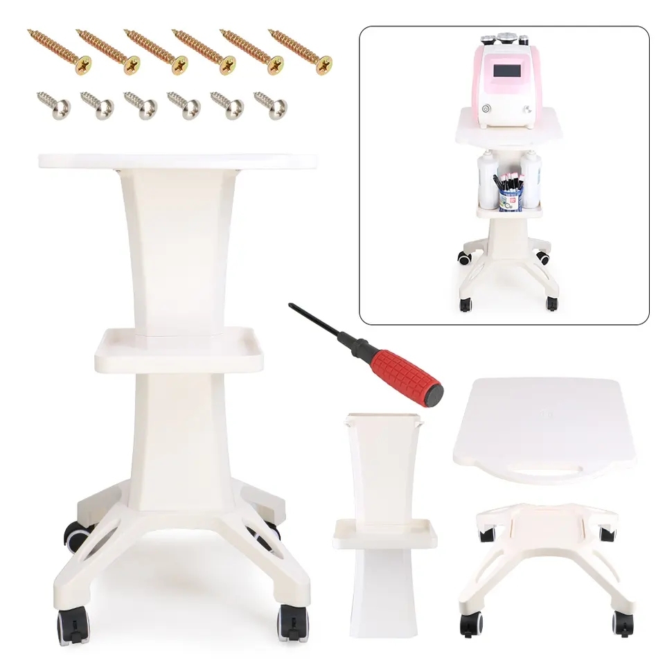 Wholesale Factory Price Trolley Foldable White Trolley for RF Cavitation Beauty Device Pallet Carts Trolley Cart Beauty Moving Cart