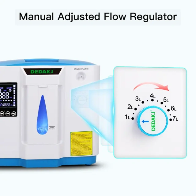 DEDAKJ Household 1L-7L Adjustable Oxygen Concentrator Professional Health Care