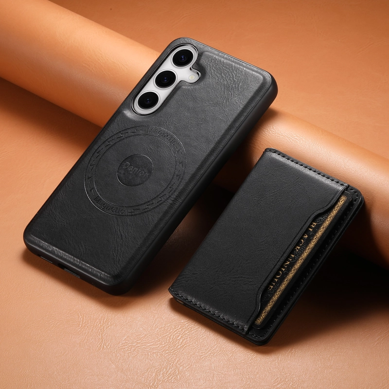 Leather magnetic card suitable for Samsung S series, with Glue Card Pocket (3-5 Card)