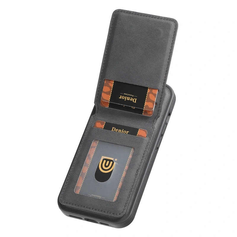 2IN1 PU leather skin sensory magnetic card combination suitable for  iPhone 12-16 series, with magnetic card pocket, can insert 3 to 5 cards