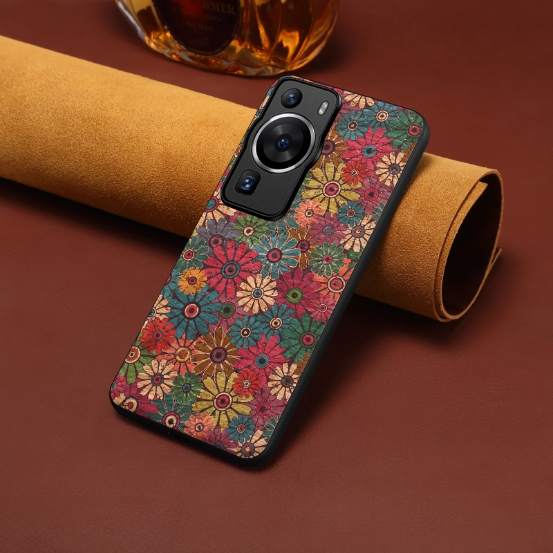 Cork Wooden Flower language PhoneCase For HUAWEI P Series