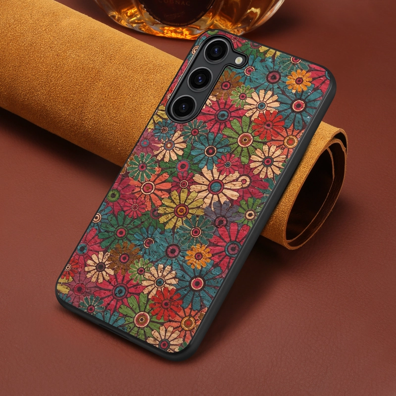 Cork Wooden Flower language PhoneCase For Samsung S Series