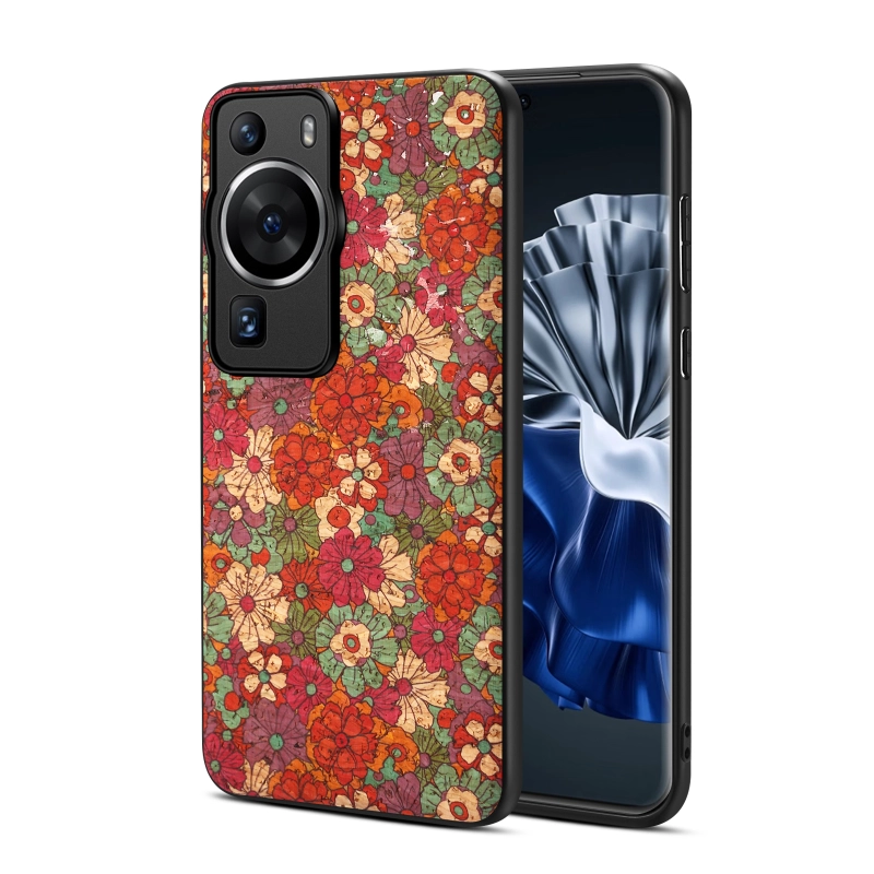 Cork Wooden Flower language PhoneCase For HUAWEI P Series