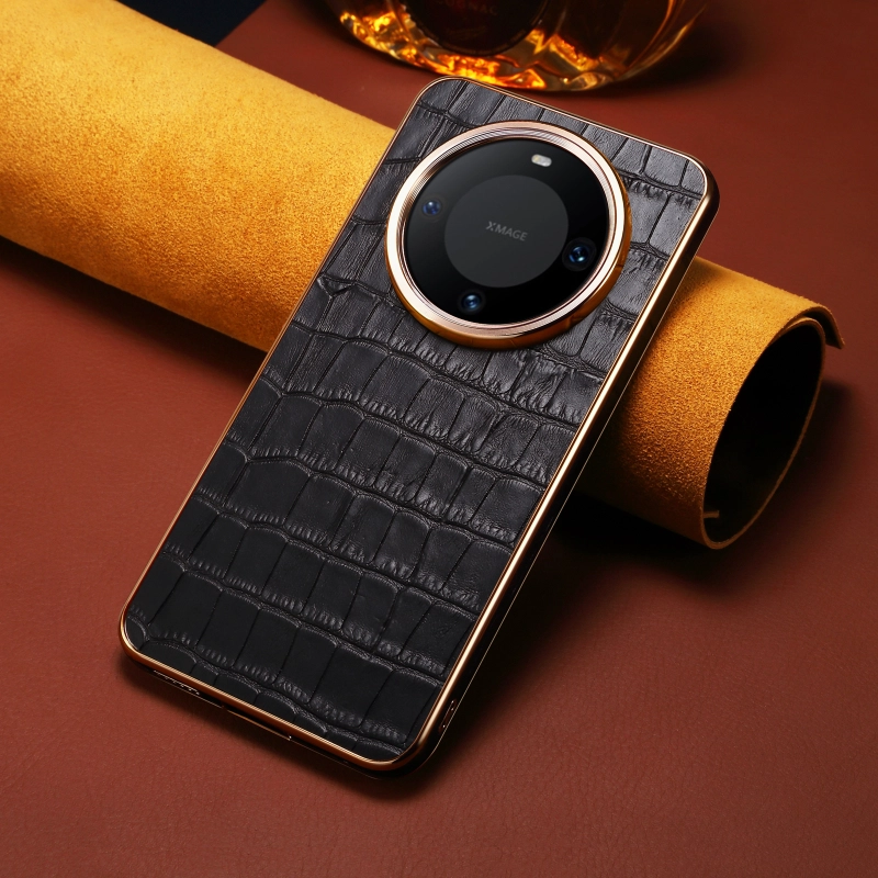 Leather Cowhide Crocodile Patterned Electroplated Frame Suitable For HUAWEI Mate Series