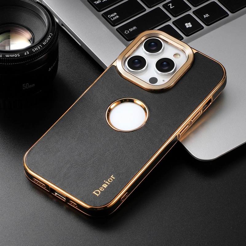 Leather Italian calf electroplating frame suitable for iPhone 12-15 series