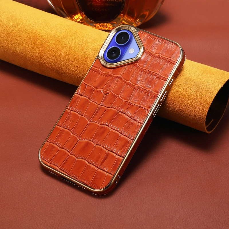 Leather Cowhide Crocodile Patterned Electroplated Frame Suitable For Google Series