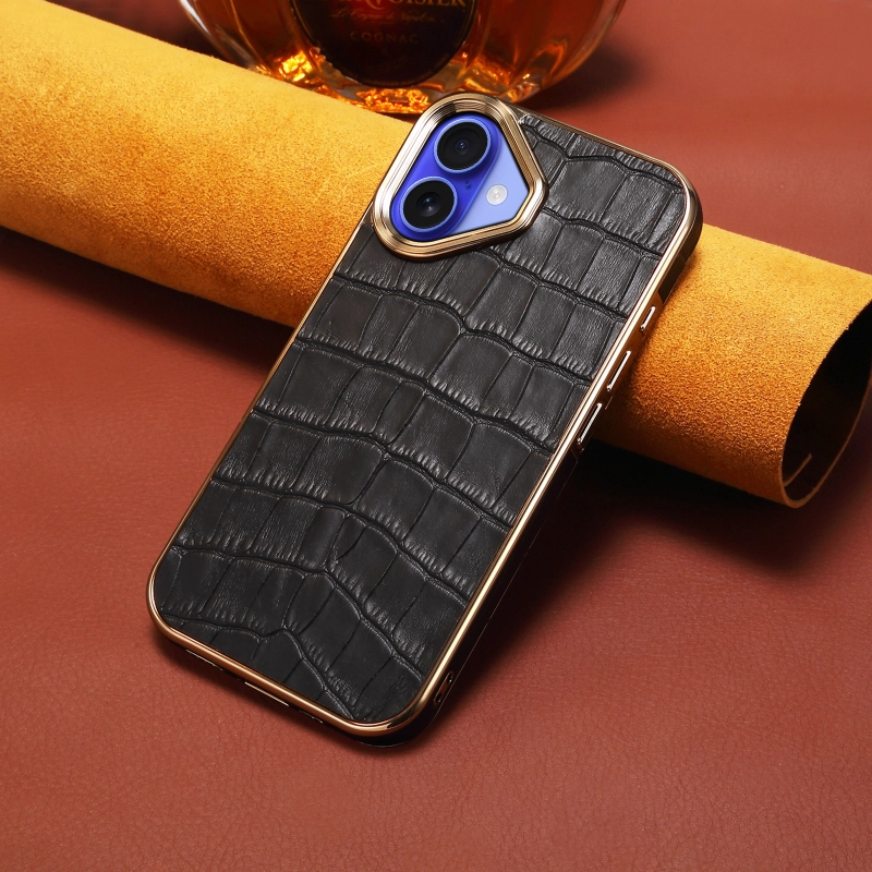 Leather Cowhide Crocodile Patterned Electroplated Frame Suitable For Google Series