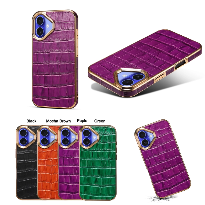 Leather Cowhide Crocodile Patterned Electroplated Frame Suitable For Google Series