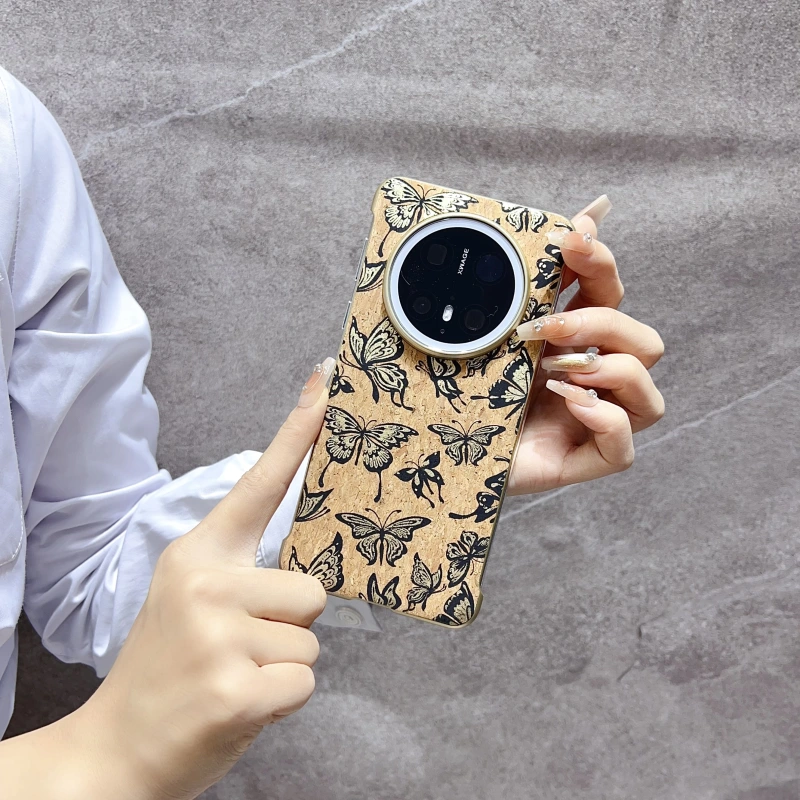Cork retro baked paint gold phone case pattern holder suitable for HUAWEI Mate series