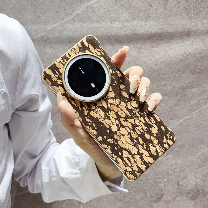Cork retro baked paint gold phone case pattern holder suitable for HUAWEI Mate series