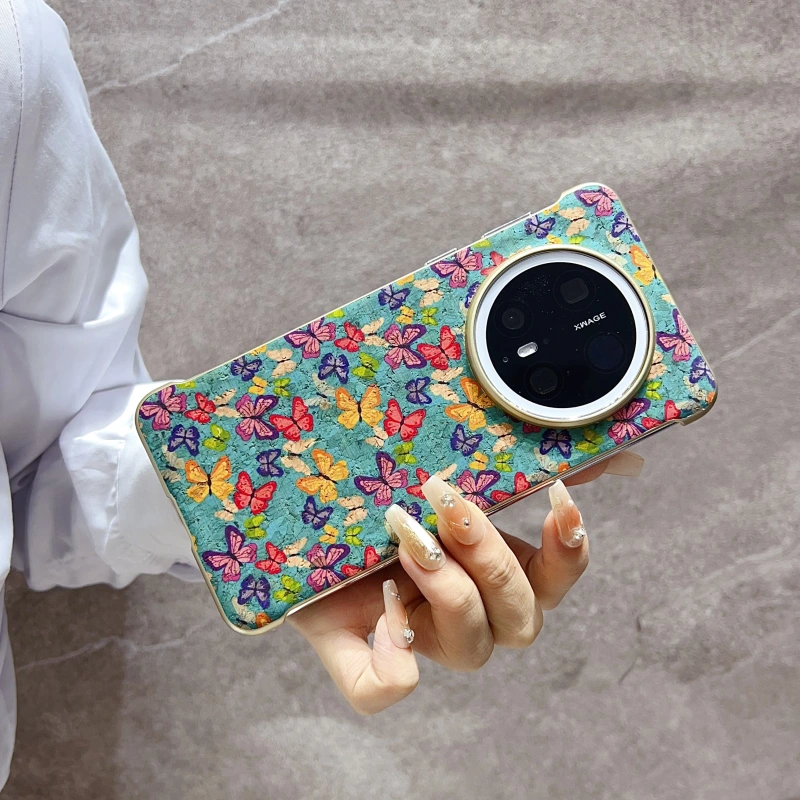 Cork retro baked paint gold phone case pattern holder suitable for HUAWEI Mate series