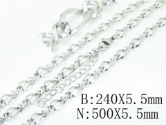 Wholesale Stainless Steel Bracelets & Necklaces Sets - HY40S0436ML