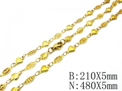 Wholesale Stainless Steel Bracelets & Necklaces Sets - HY40S0167ML