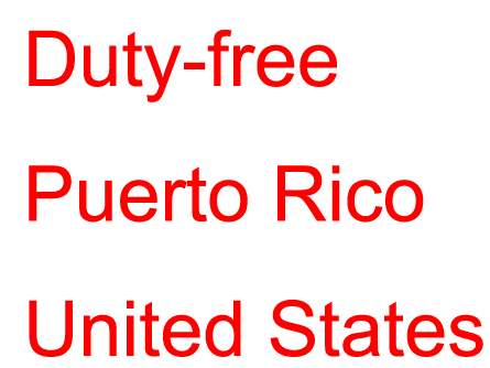 Duty free Puerto Rico and USA