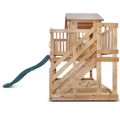 Wooden Cubby House with 1.8m Green Slide