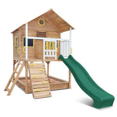 Wooden Cubby House with Slide