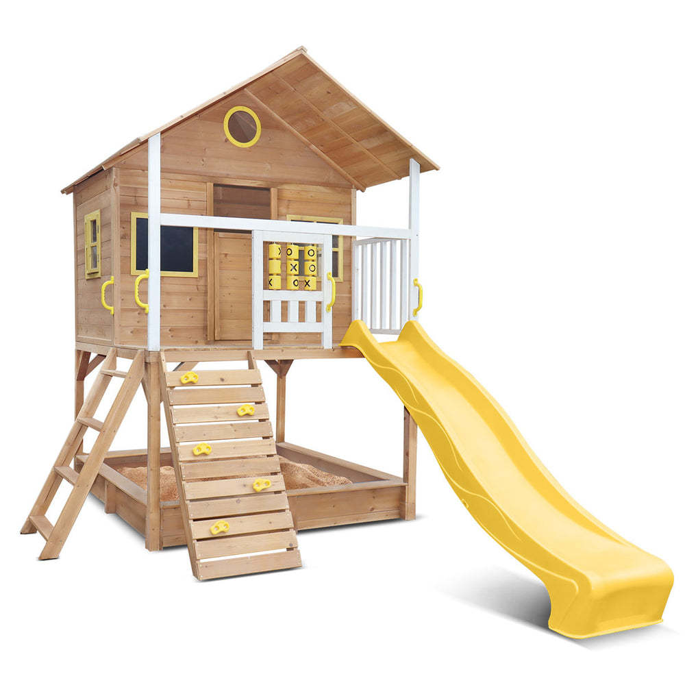 Wooden Cubby House with Slide