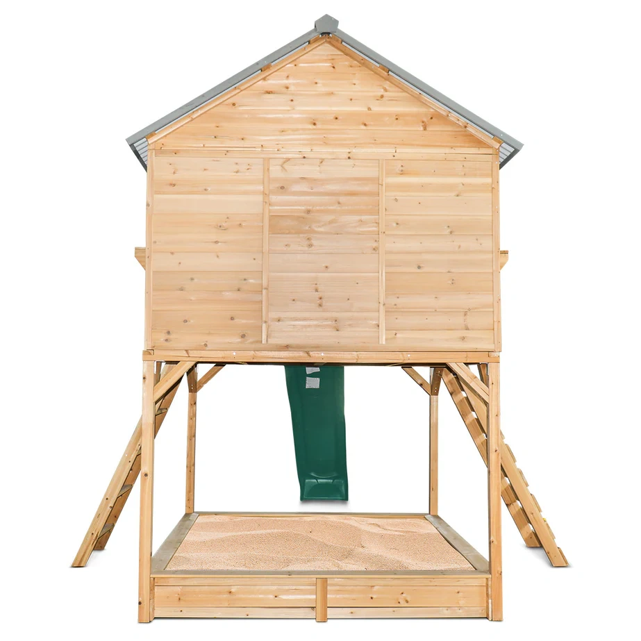 Cubby House & 3.0m Green Slide