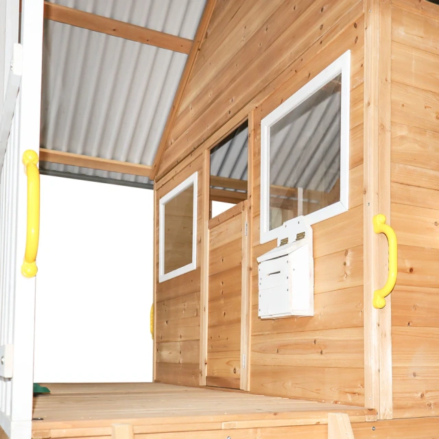 Cubby House & 3.0m Green Slide