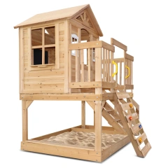 Wooden Cubby House with Rock Climbing Wall