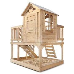 Wooden Cubby House with Rock Climbing Wall
