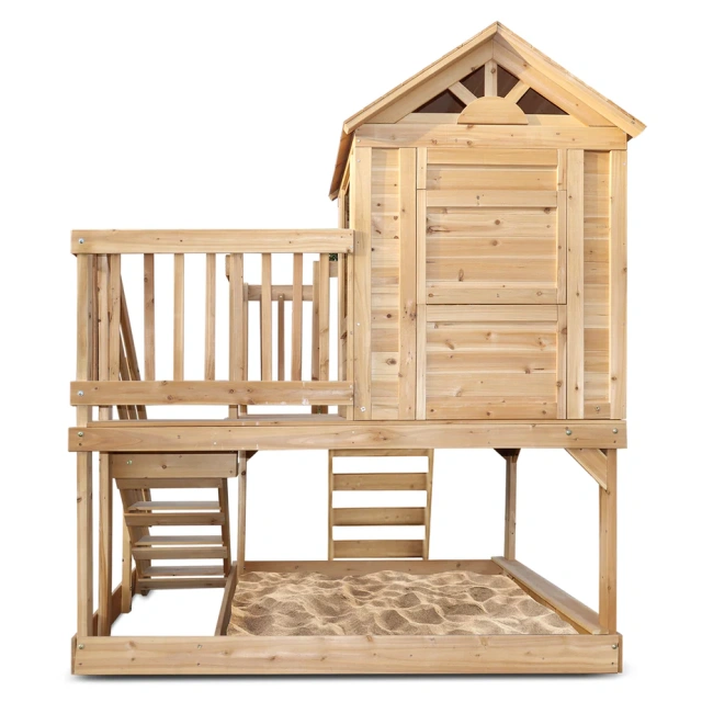 Wooden Cubby House with Rock Climbing Wall