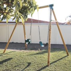 Wooden 3 Double Belt Timber Swing Set