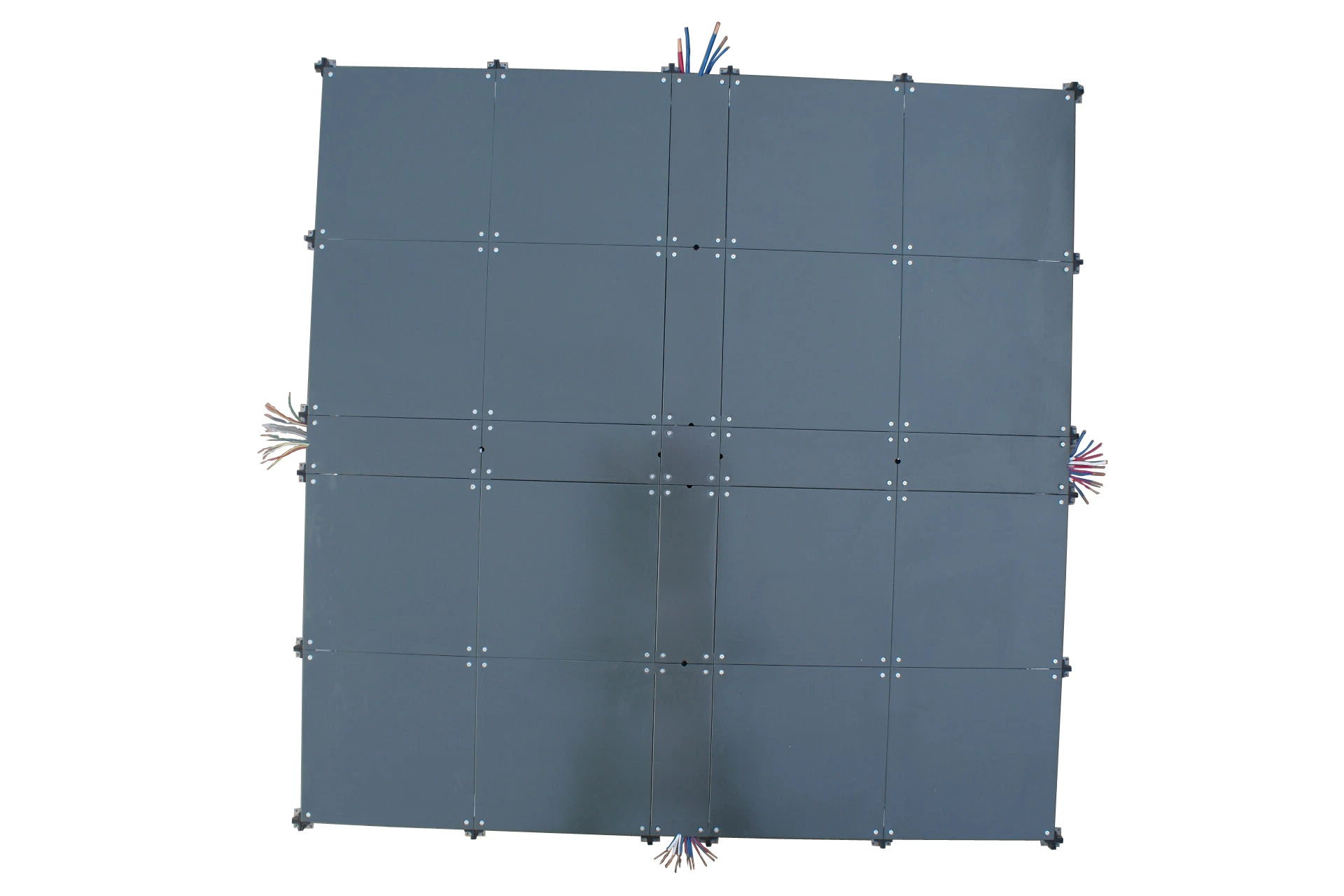 Bare steel raised access floor trunking system application view