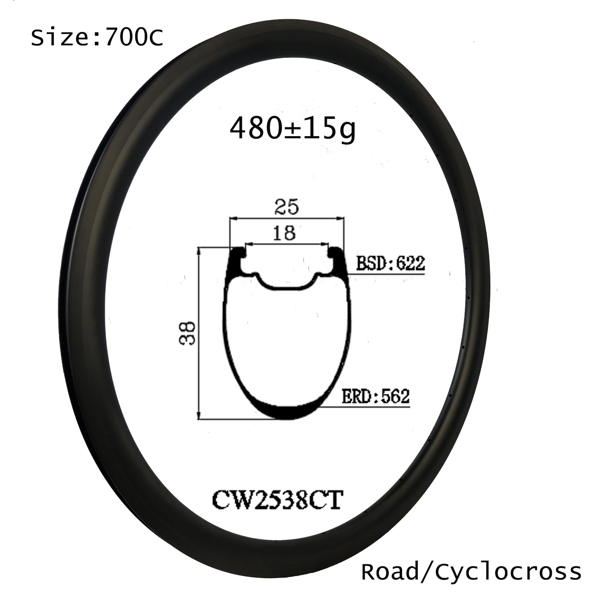 |CW25-38T/C/CT| 700C best road bike wheels tubular/clincher/tubeless tyres V brake/disc brake both custom holes&decals 25mm width 38mm depth