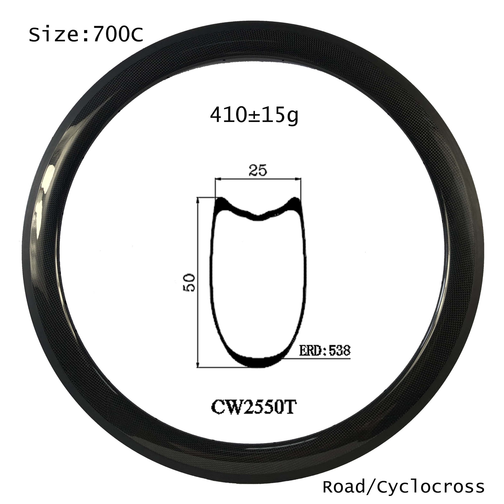 |CW25-50T/C/CT| carbon road bike rims full size tyres option 25mm width 50mm deep tubular/clincher/tubeless tyres rim brake/disc brake available