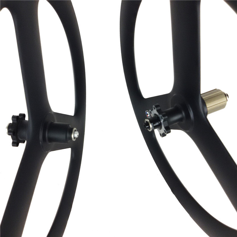 |CW451-23-41C-3S|451 carbon tri spoke bike wheel BMX 20 inch 23mm wide 41mm depth front road rear clincher wheel bicycle tri spokes three folding