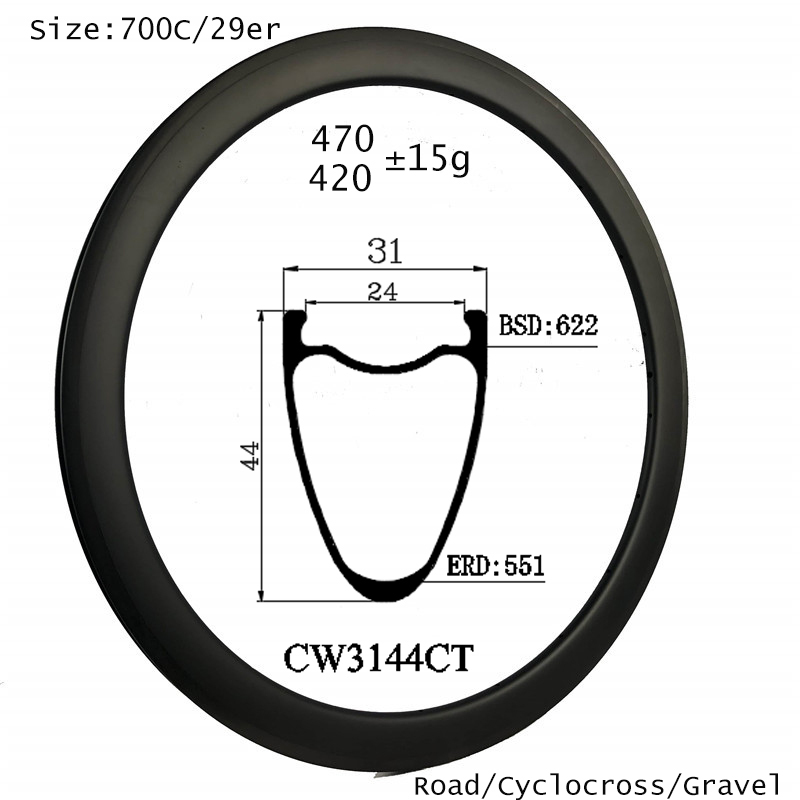 |CW3144T/C/CT| New arrival all road carbon bike wheel rims 31mm width 44mm depth wider stronger cycling V brake/disc brake