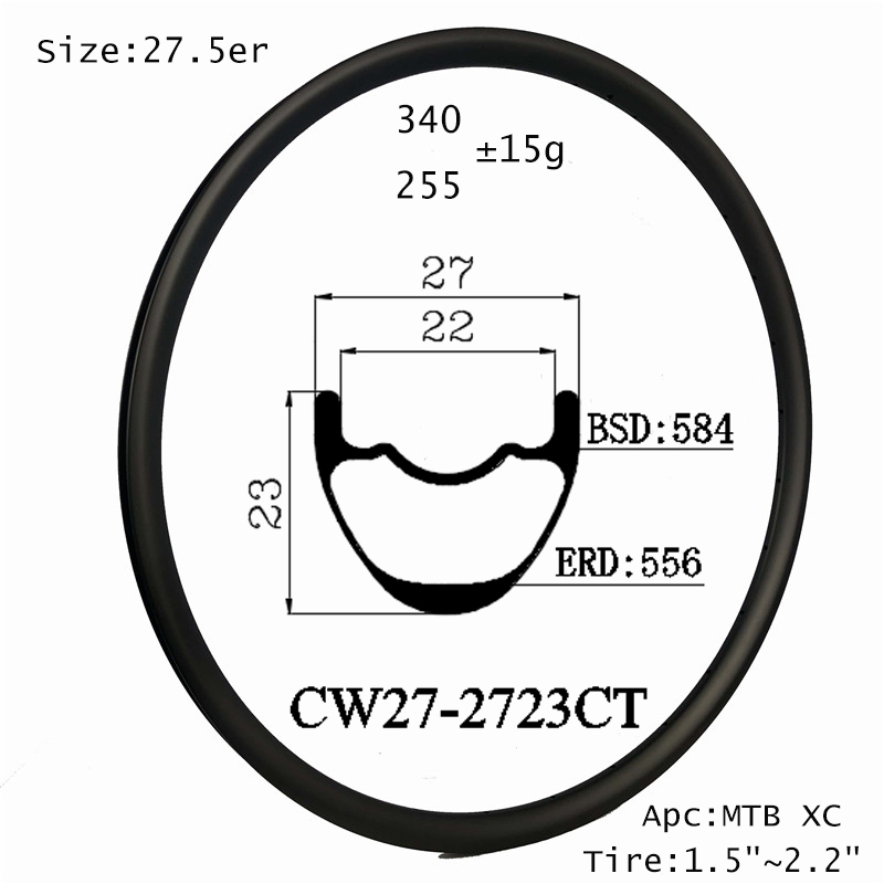 |CW27-2723CT| ultra light 255g only 27.5'' carbon MTB rims 27X23mm ...