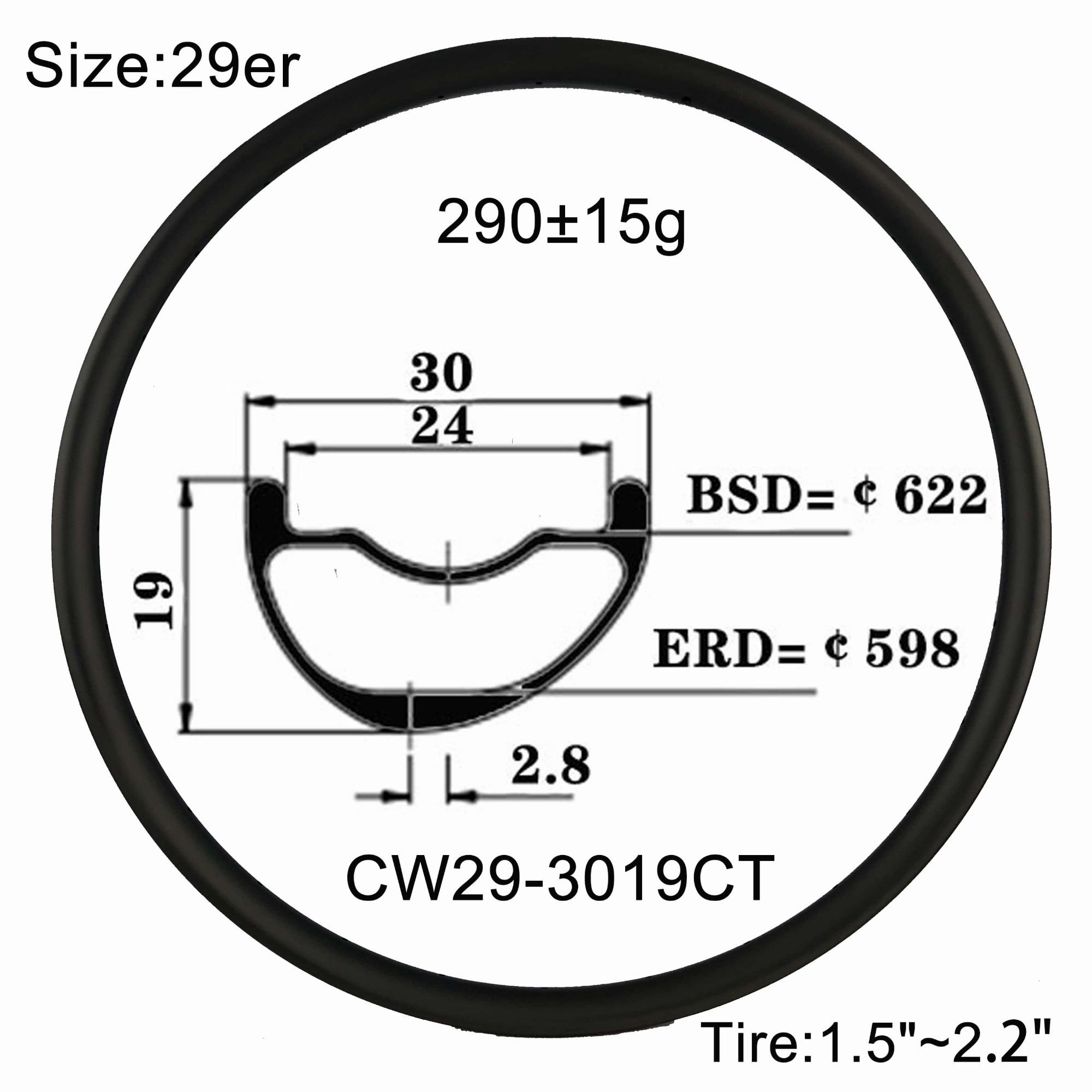 |CW29-30A19CT| asymmetry carbon wheel aero test 29er MTB rims 30X19mm mountain bike super light XC version