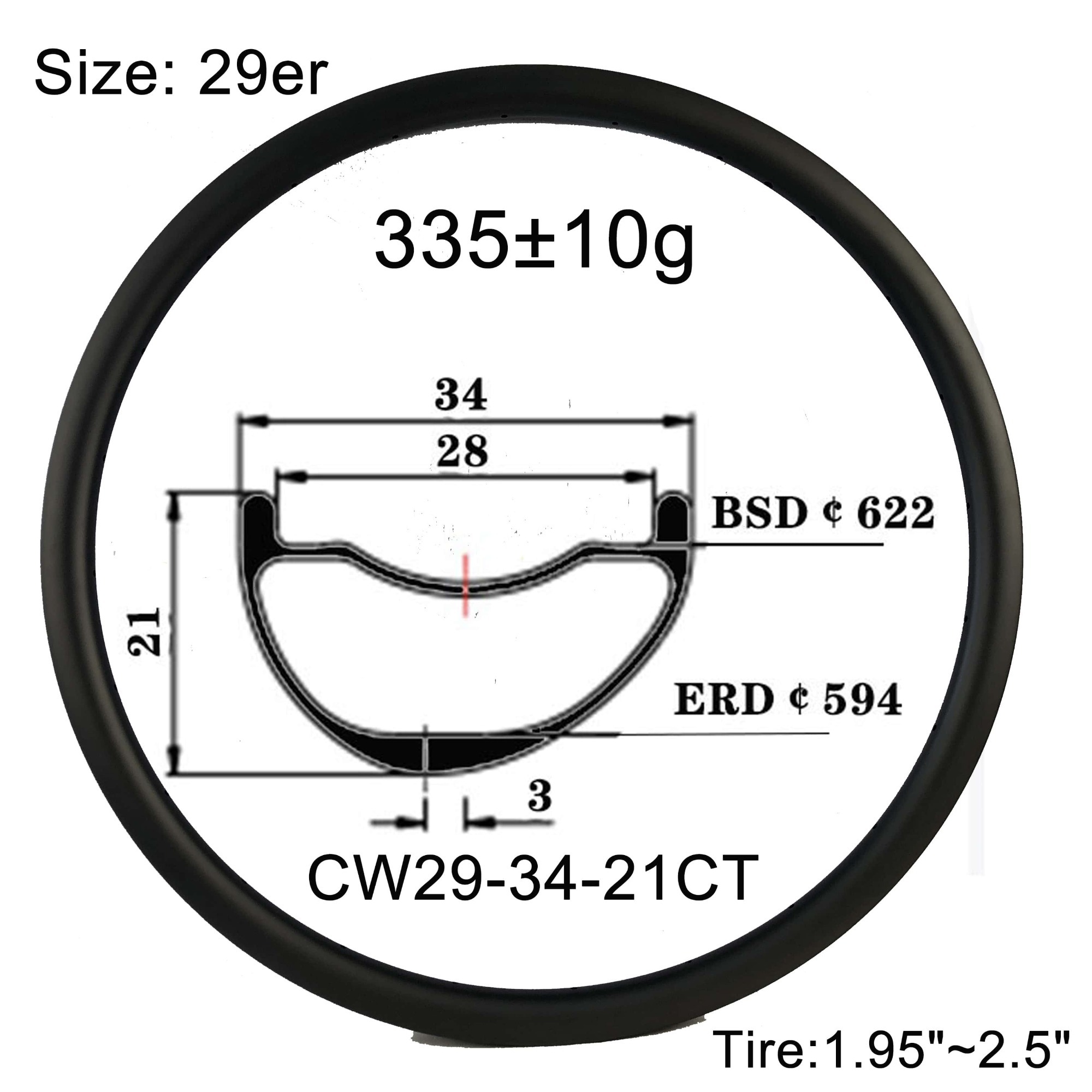 |CW29-34A21CT| asymmetry carbon wheel aero test 29er MTB rims 34X21mm mountain bike super light XC version