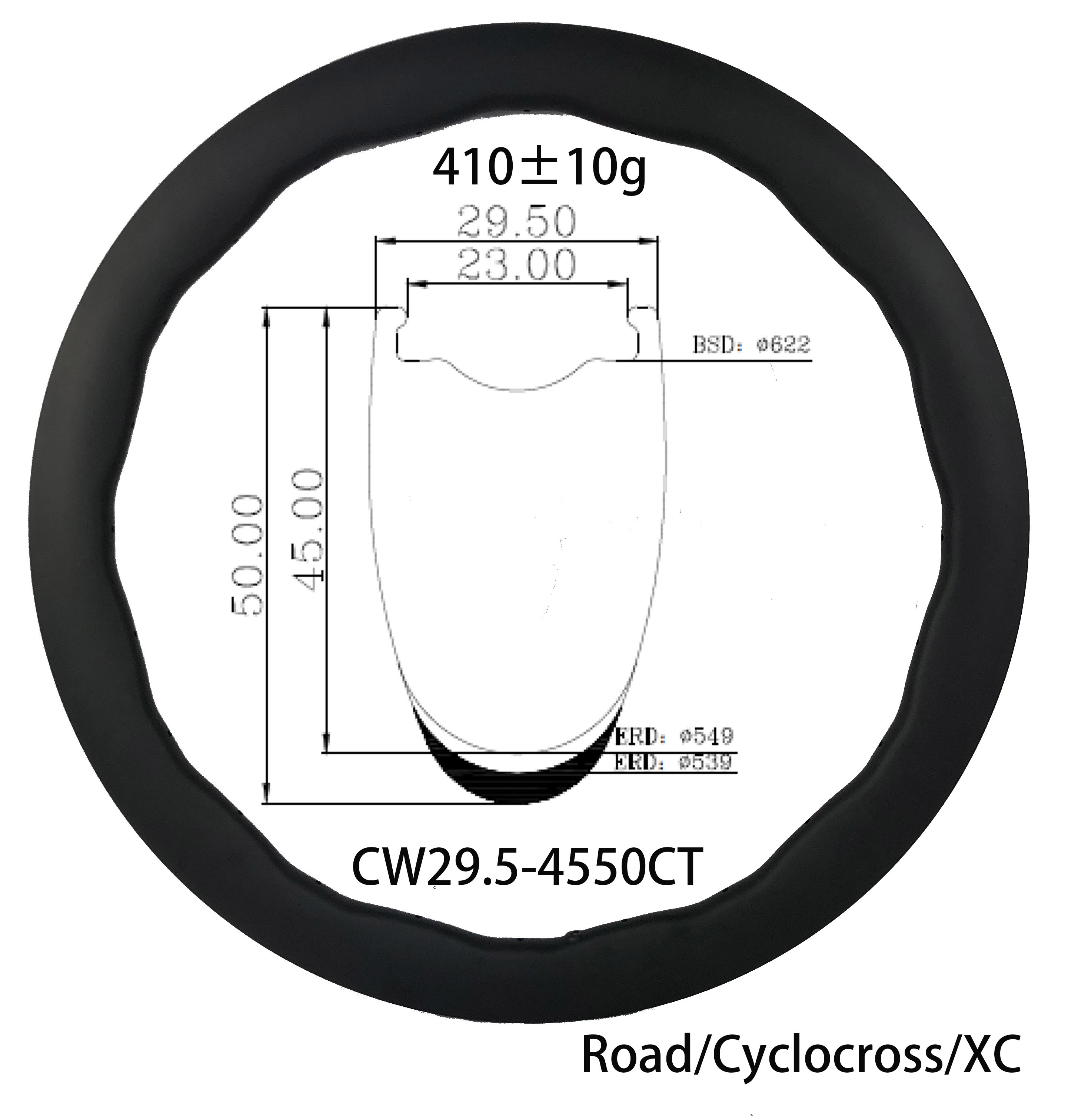 |CW29.54550CT| 700C disc brake carbon rim 50mm depth 24 holes design hooked/Clincher tubeless tires wave new design 410g only