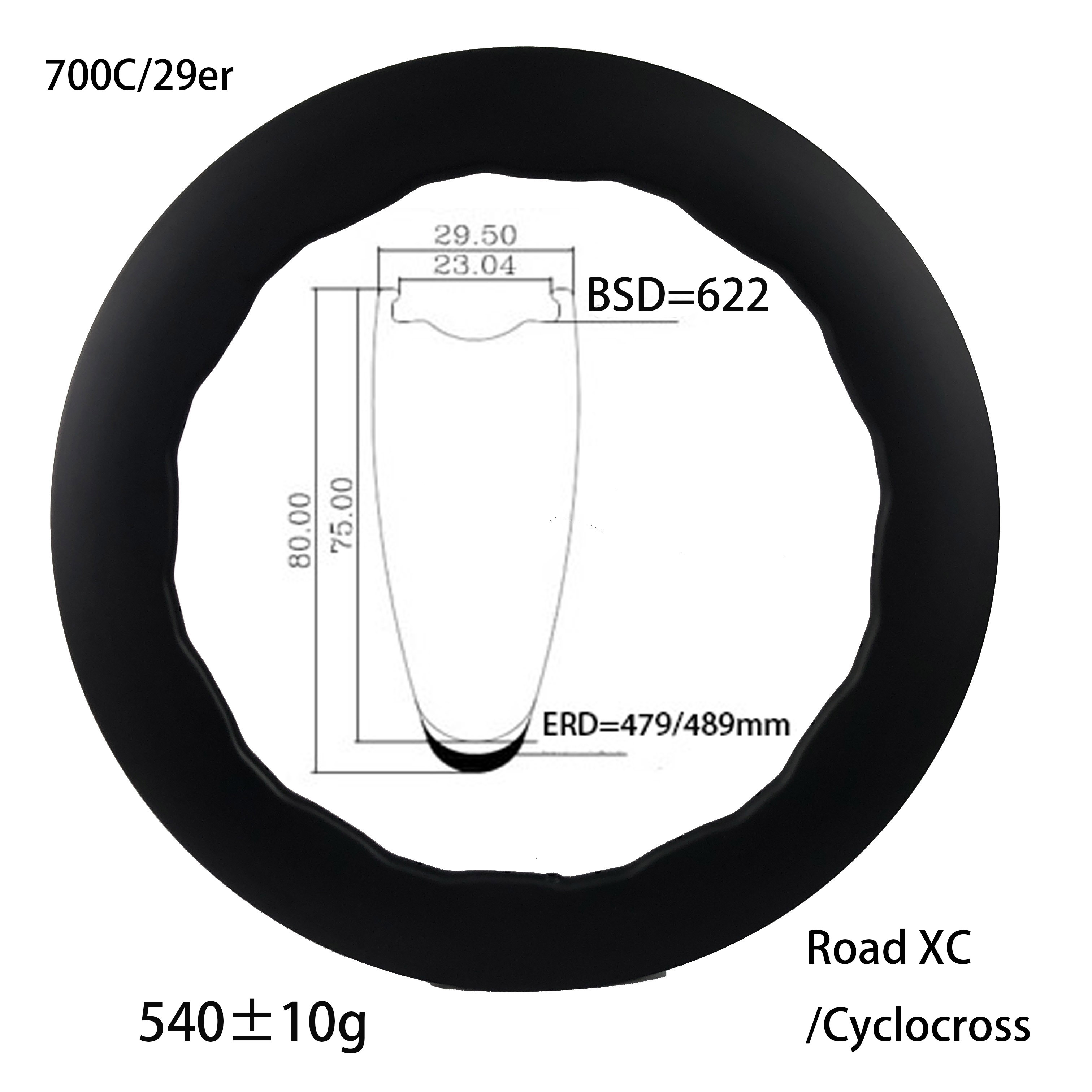 |CW29.57580CT/HT| 700C disc brake carbon rim 80mm depth 24 holes design hooked/Clincher tubeless tires wave new design 540g