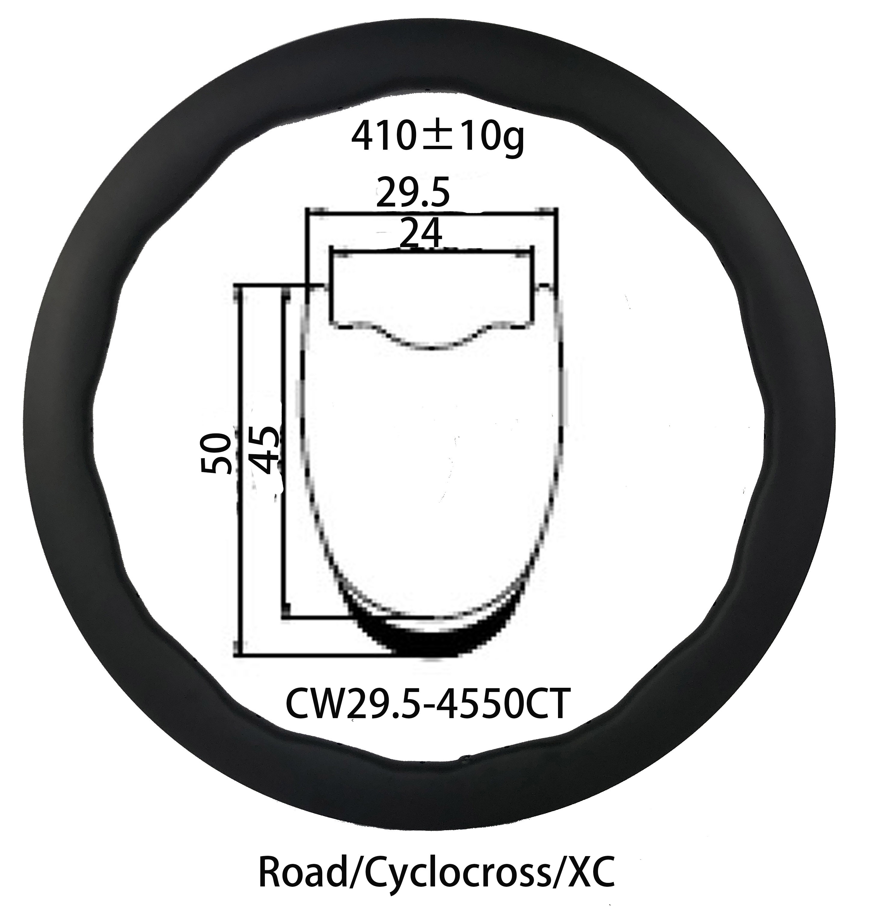 |CW29.54550CT| 700C disc brake carbon rim 50mm depth 24 holes design hooked/Clincher tubeless tires wave new design 410g only