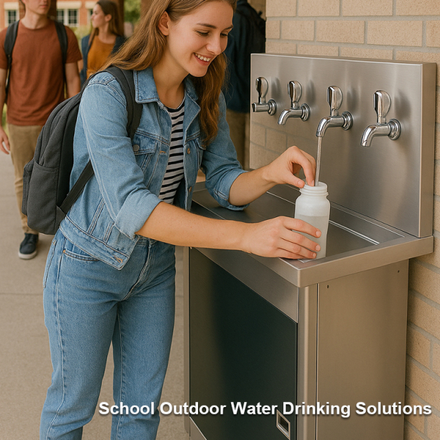 RM-3E 3 Tap Stainless Steel Wall Mounted Standing Water Dispenser for School