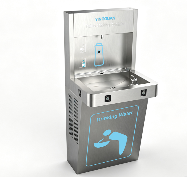 TB-1 Series Split Wall-Mounted Outdoor Public Drinking Fountain, Stainless Steel Touchless Infrared Sensor Water Dispenser
