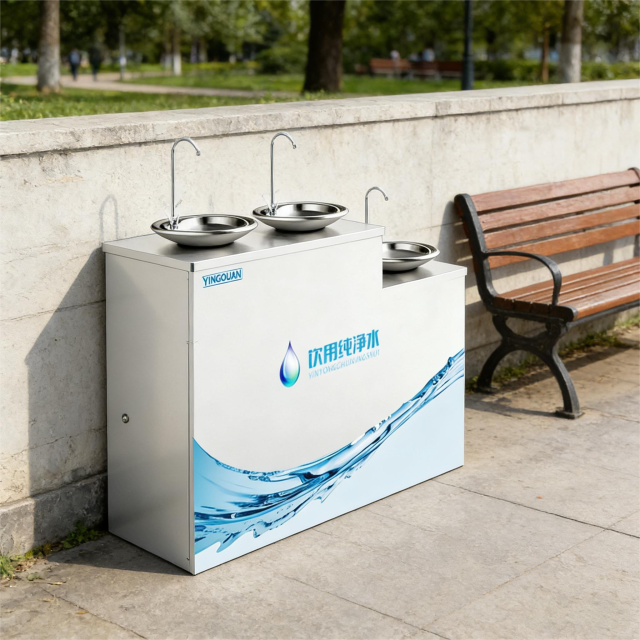 TD2-3 Series 3-Tier Outdoor Public Drinking Fountain, Standard Municipal Stainless Steel Water Dispenser with Built-in RO System