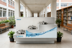 TD3-3 Series 3-Tier Multi-Height Public Drinking Fountain, Upscale Landscape Stainless Steel Water Dispenser with Built-in RO System