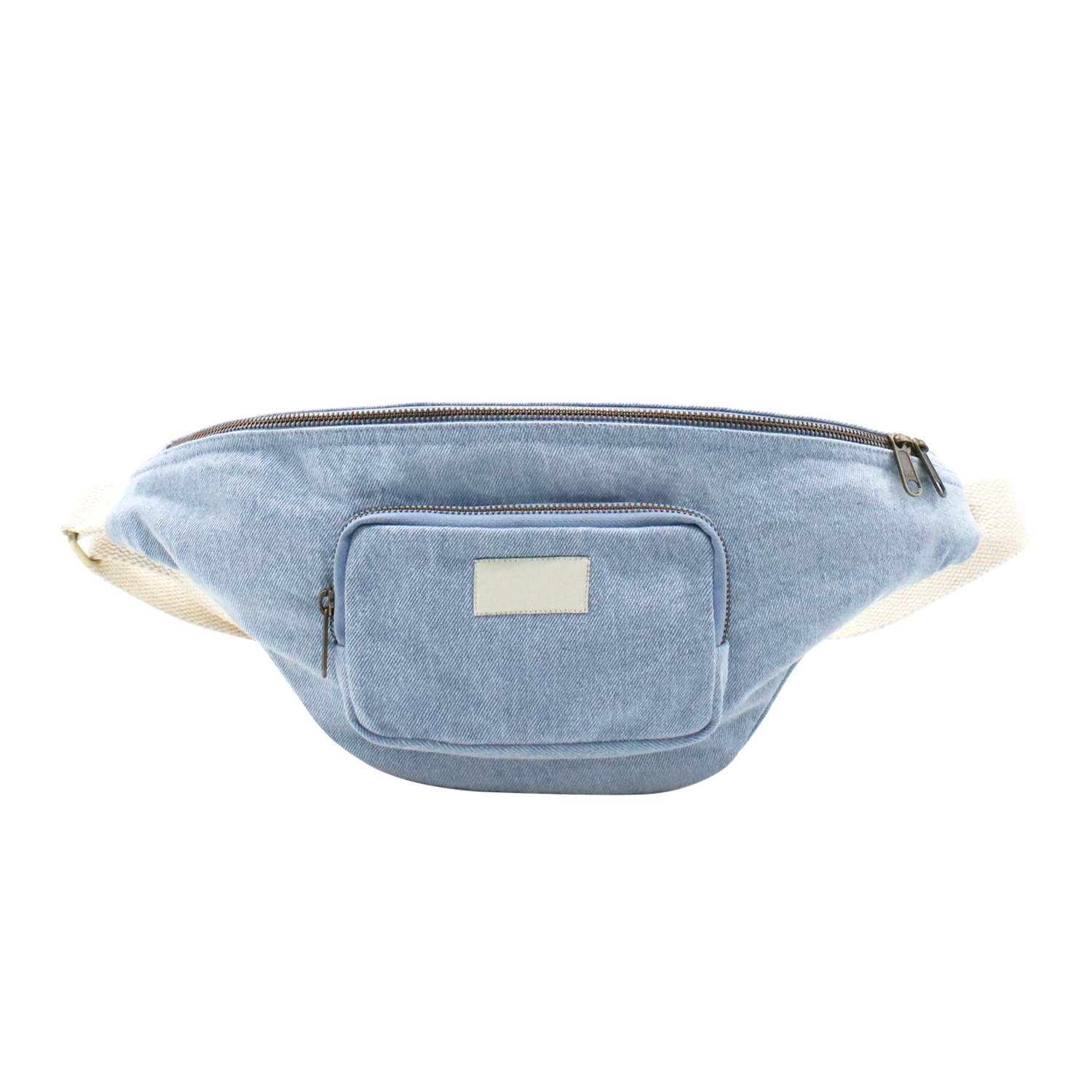 Denim Blue Belt Bag XL Vintage Fanny Pack Front Back Pockets